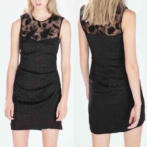 Zara Trafaluc Black Sheath Mini Lace Detail Cocktail Dress